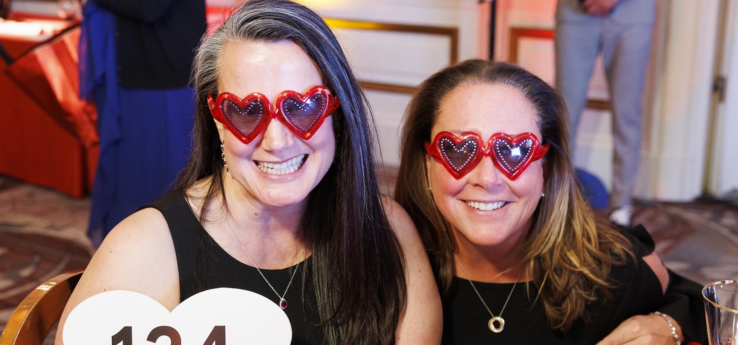Two ladies in heart shaped glasses